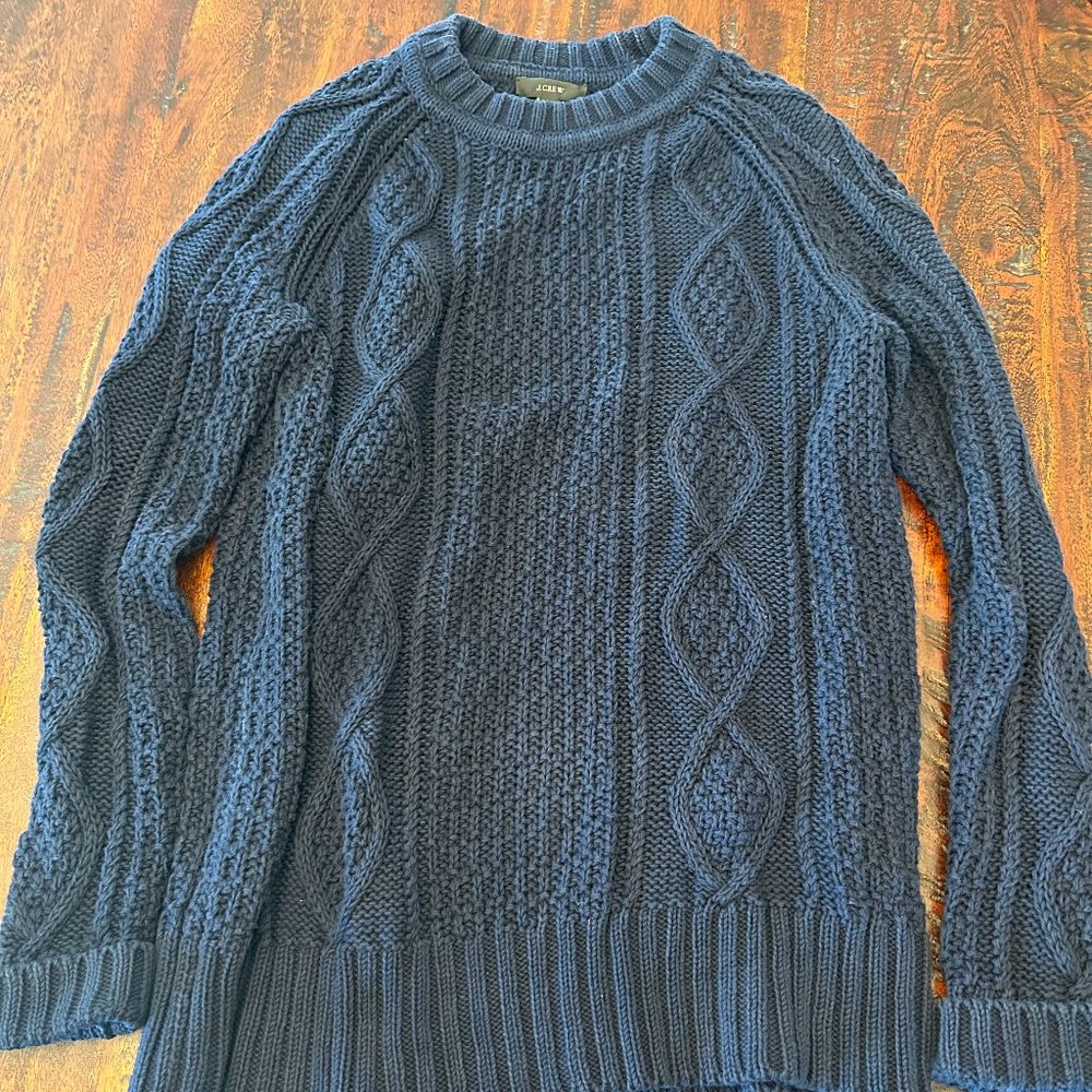 Women's Navy J Crew Cable Knit Sweater M